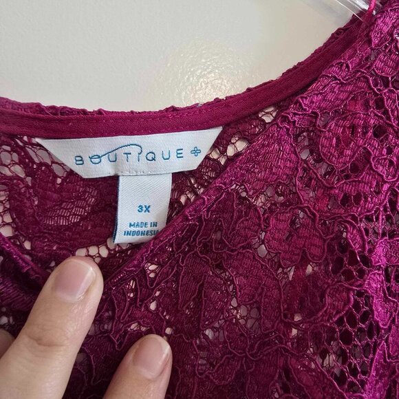 Boutique By JCP Pink Lace Shift Dress Flutter Sleeve Spanish Rose - Picture 7 of 9